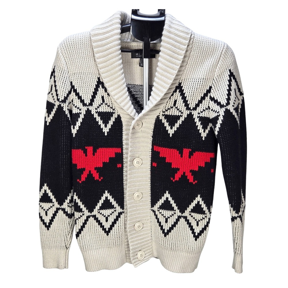 Men's 21 Men Small Shawl Collar Cardigan Southwestern Knit Sweater Heritage